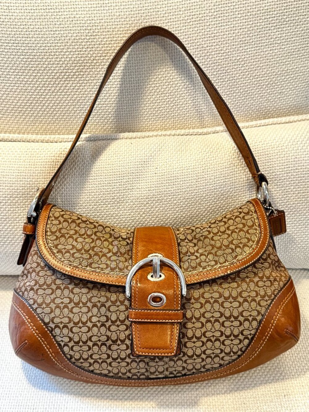 Vintage Y2K Coach Soho Signature Flap Shoulder Bag Brown F10926